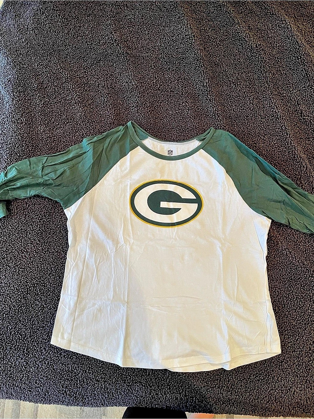 NFL Team Apparel Green Bay Packers Raglan Long Sleeve T-Shirt Jersey White &